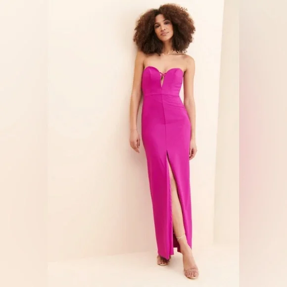 Aidan Mattox Fuchsia Strapless Gown - Picture 1 of 4